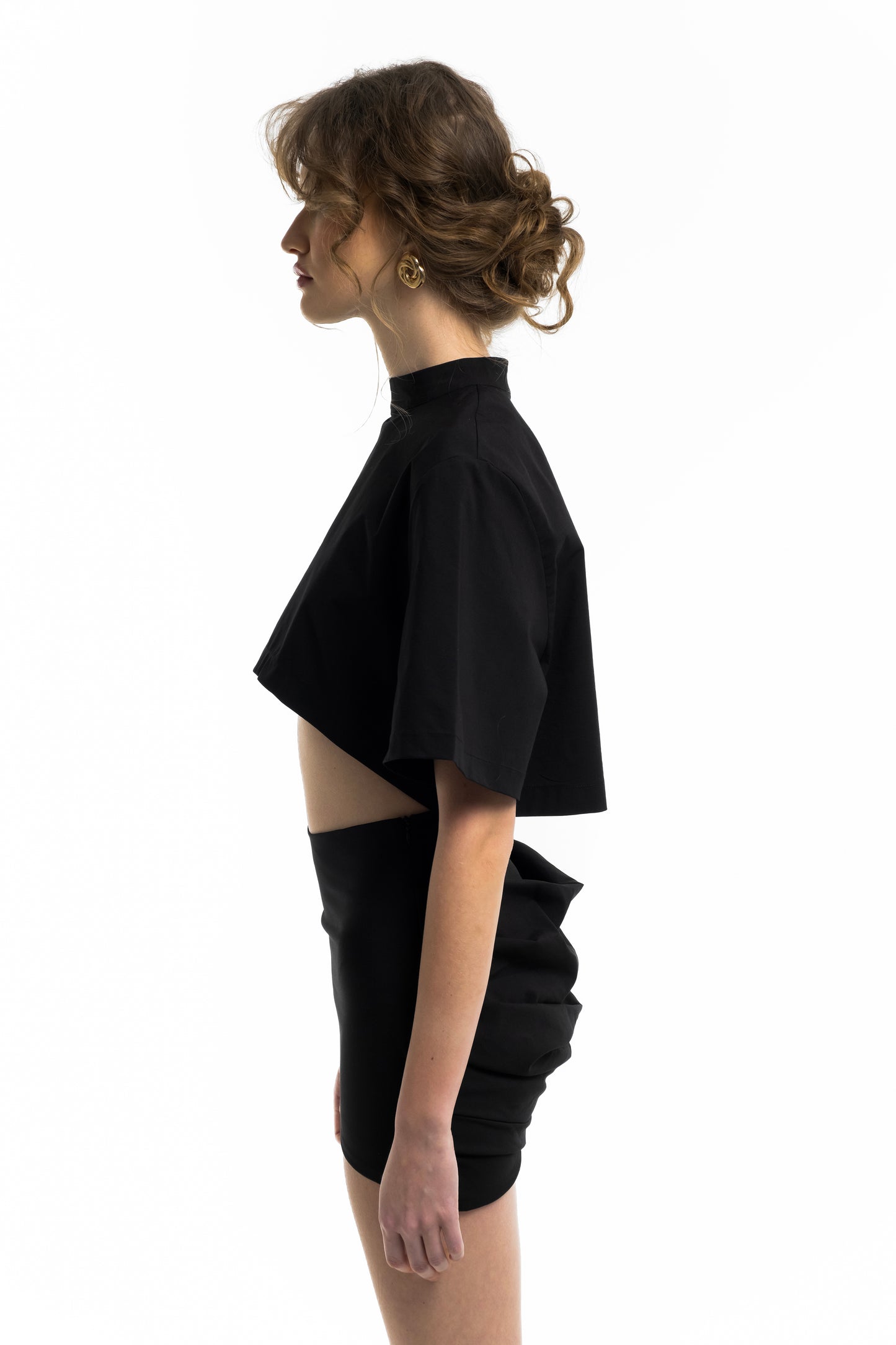 Draped Asymmetric Skirt - Black