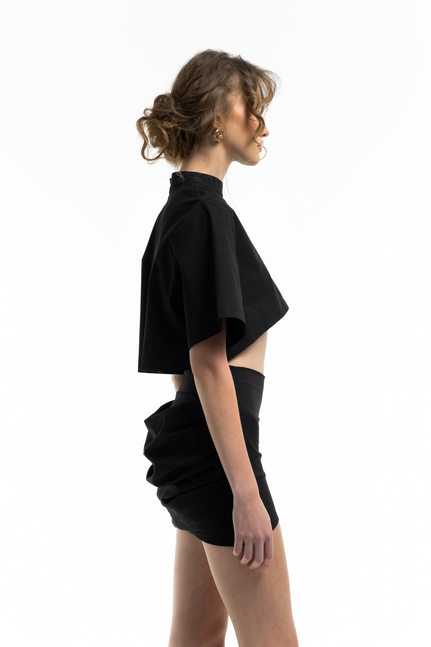 Draped Asymmetric Skirt - Black