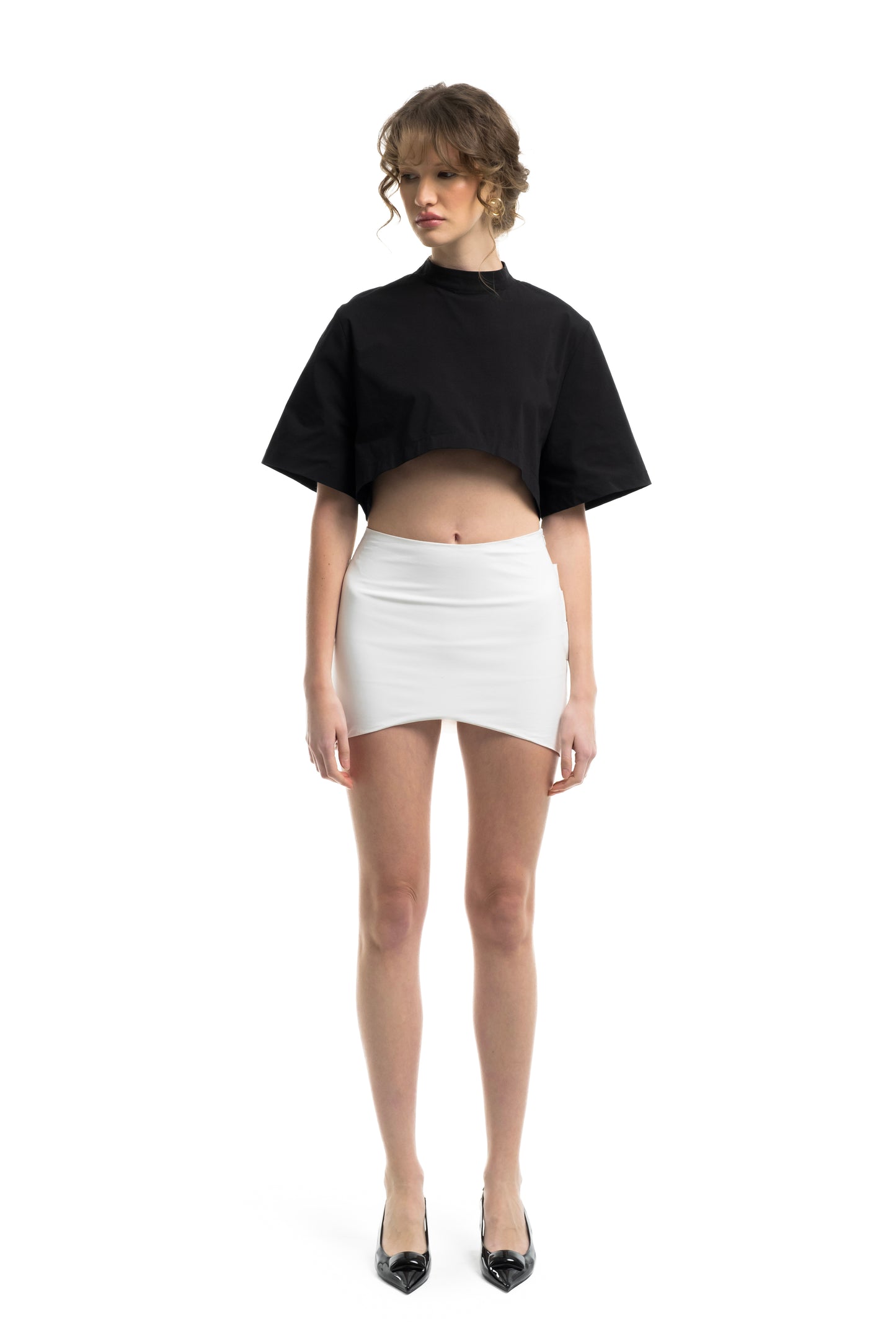 Draped Asymmetric Skirt- Ecru
