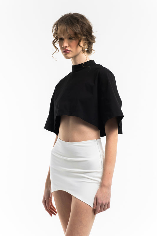 Draped Asymmetric Skirt- Ecru