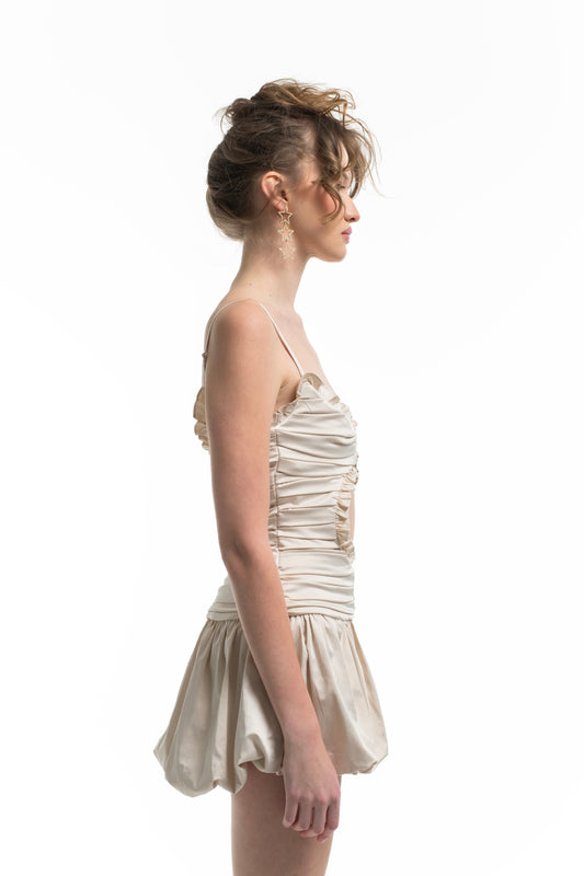 Satin Finished Full Draped Dress