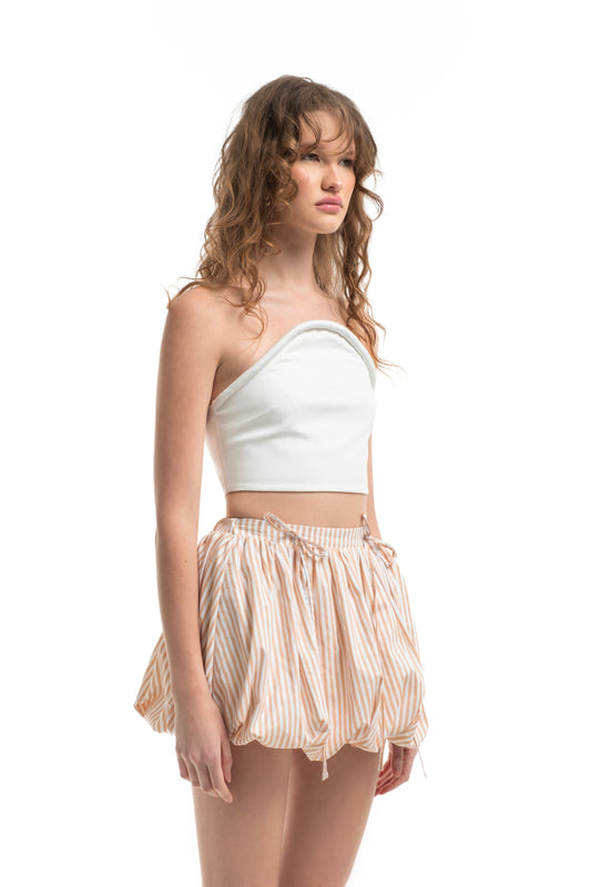 Puffball Yellow and White Striped Skirt