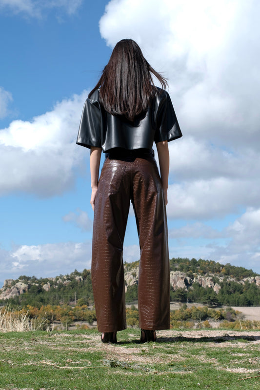 Croc- Embossed Balloon- Fit Trousers