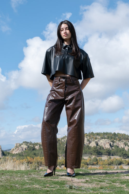 Croc- Embossed Balloon- Fit Trousers